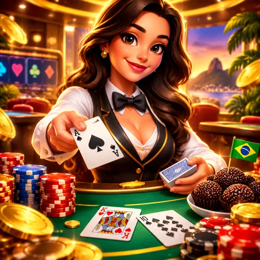 Mão de blackjack com um Ás e uma dama sobre o feltro da mesa